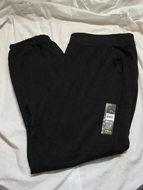 Black Fleece Joggers  with Side Pocket Detail Elastic Cuffs